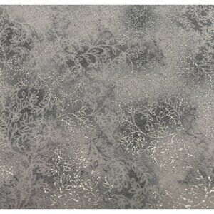 Legacy Studio 1848 Gilded Leaves 1 yard Cotton Fabric Silver & White Quilting